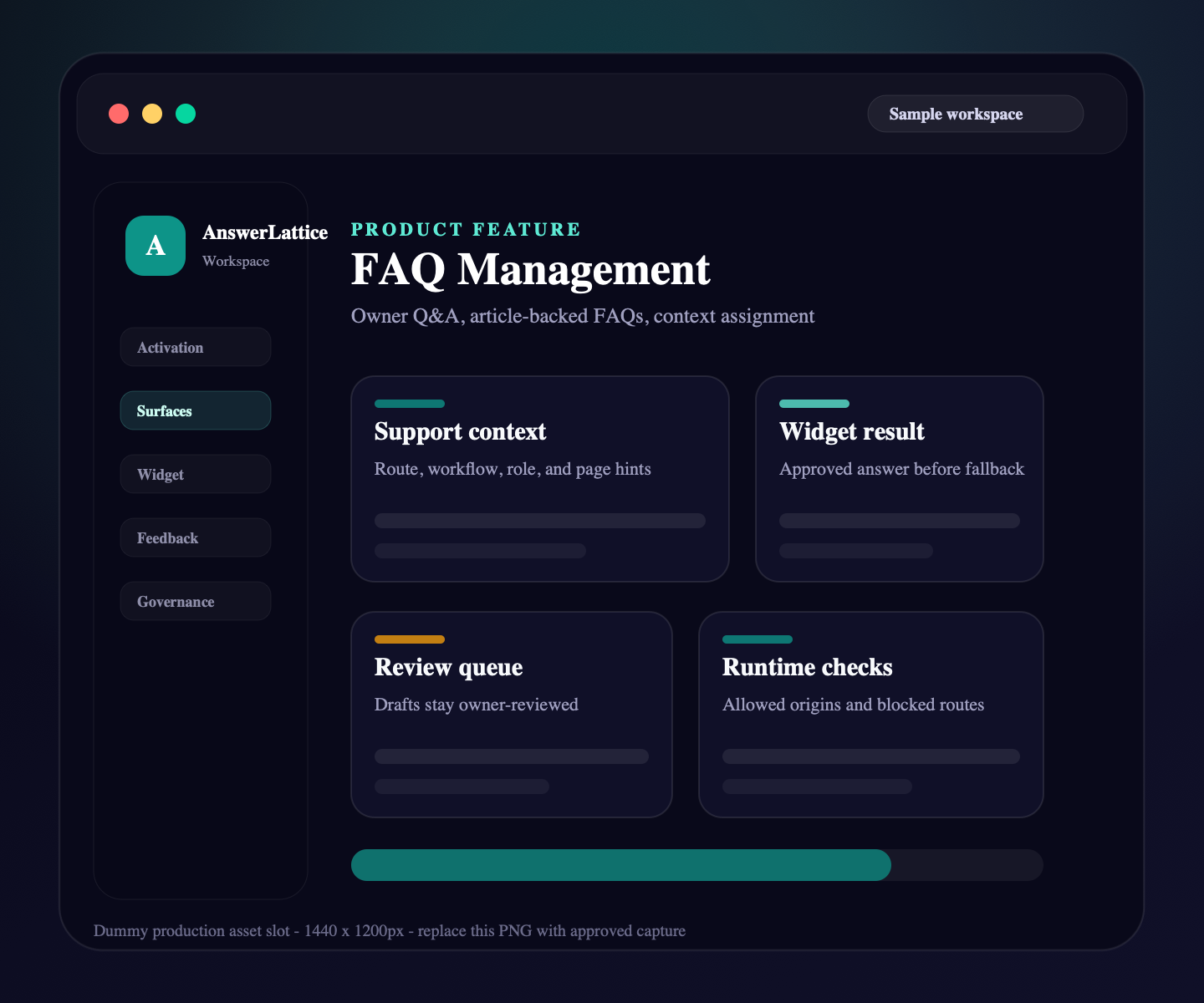 Sample AnswerLattice FAQ Management feature placeholder