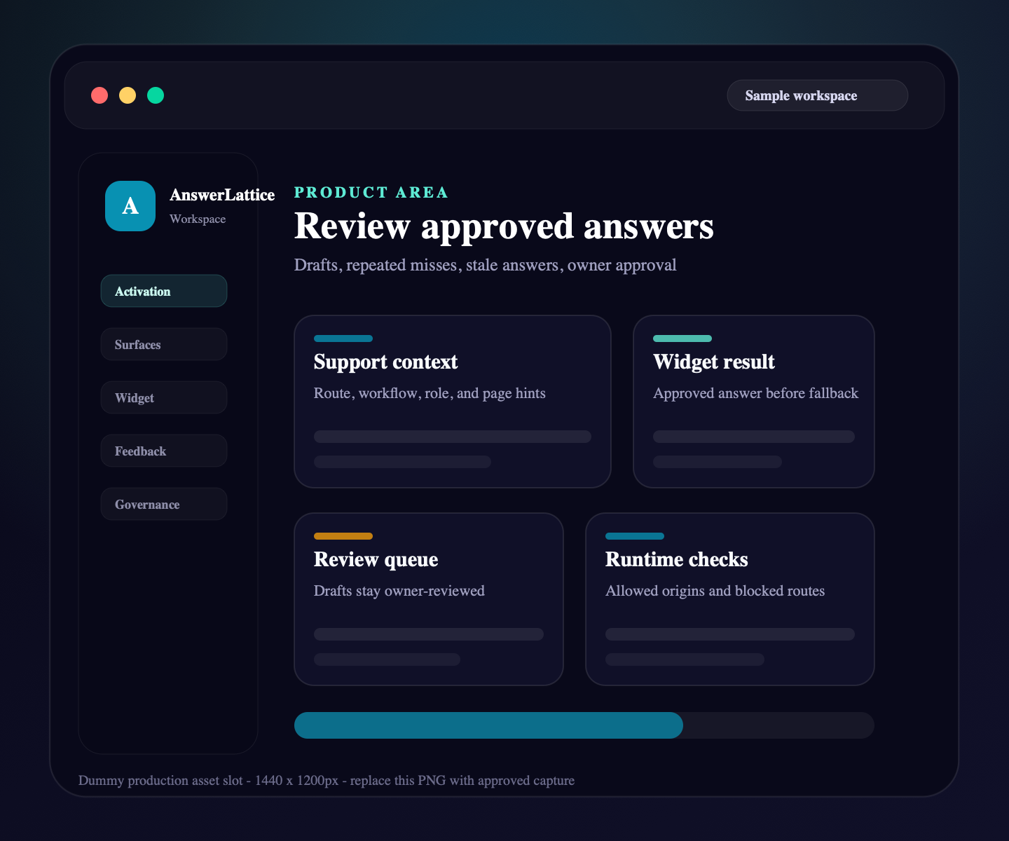 Sample AnswerLattice approved answer review product-area placeholder